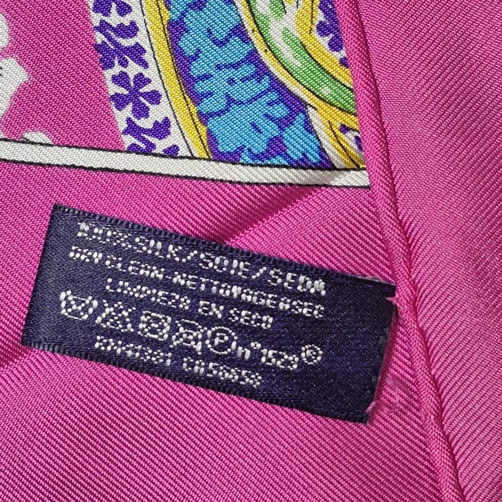 Ralph Lauren Purple Label Italy Silk Scarf Neckerchief Paisley Floral Pink